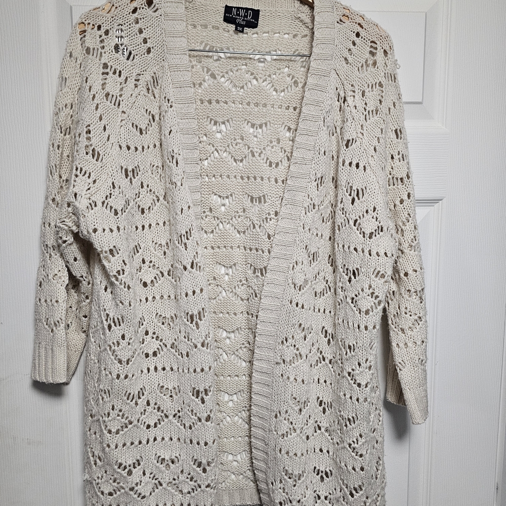 Elegant Cream Open Knit Cardigan